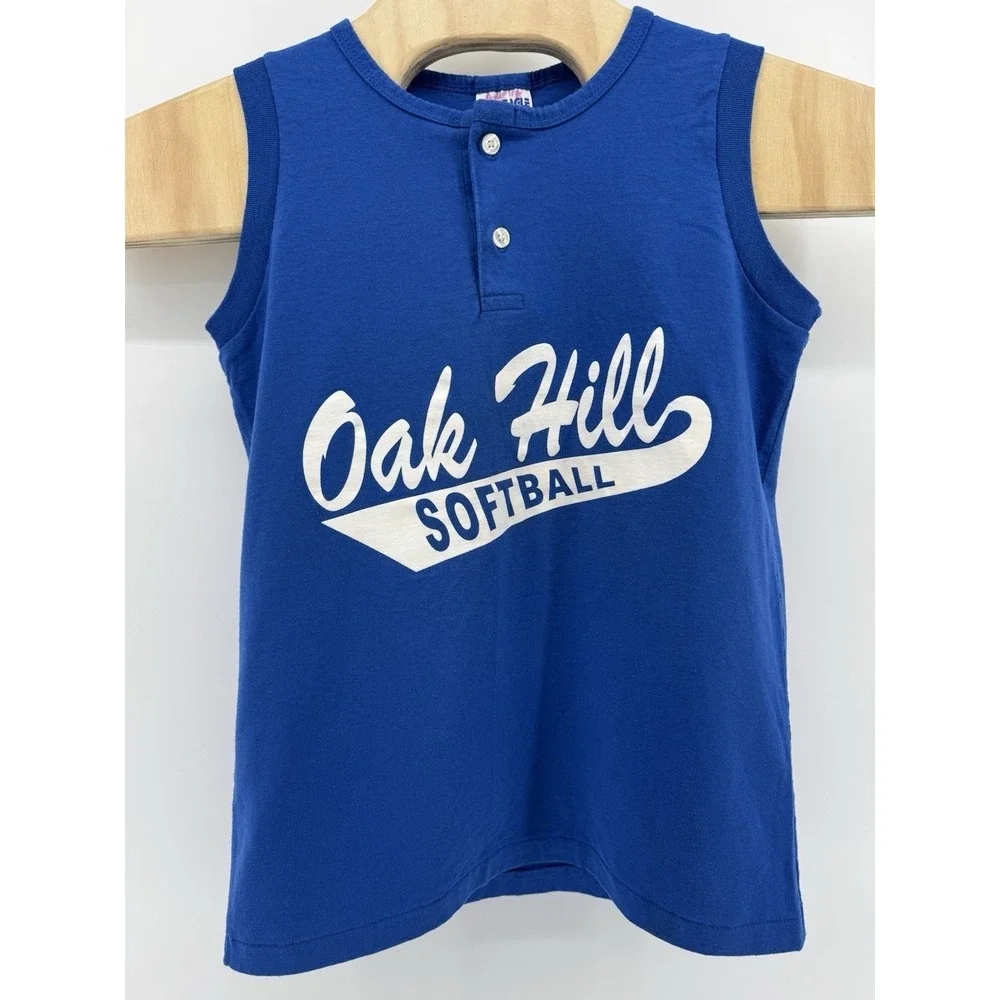 Vintage‎ 90s Eagle USA Oak Hill Softball Jersey Size S Single Stitch Made in USA